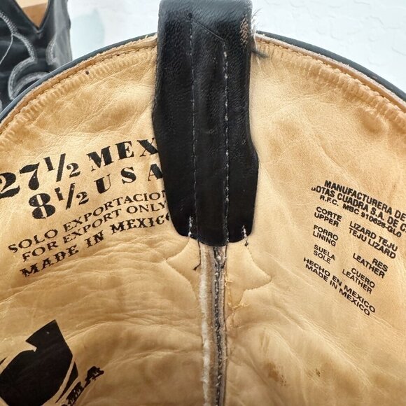 Cuadra Lizard Leather Pointed Toe Western Cowboy Boots Country Black Size 8.5 - Picture 5 of 9